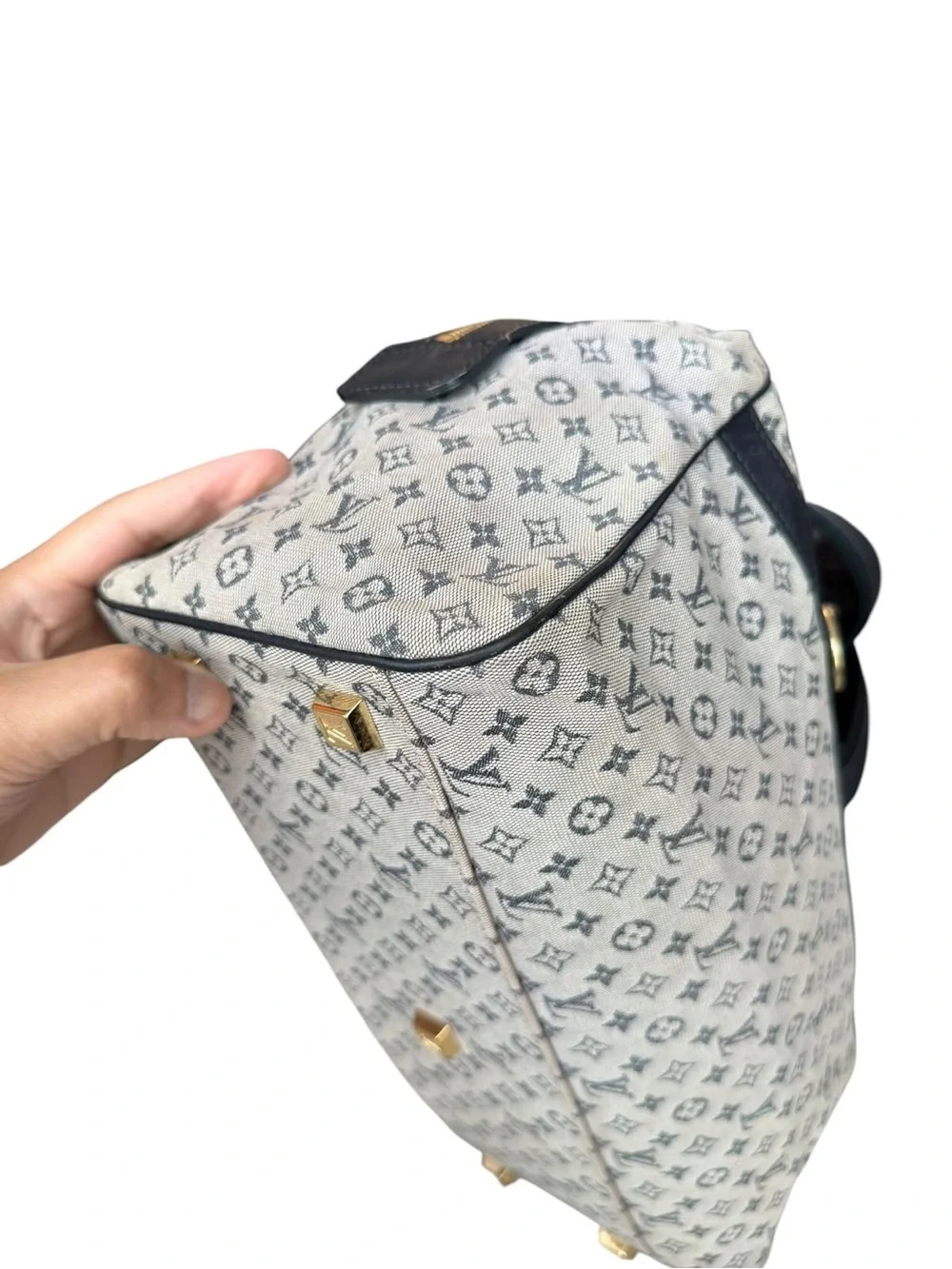 Louis Vuitton Josephine Mini lin Monogram Canvas Satchel in Beige and Black